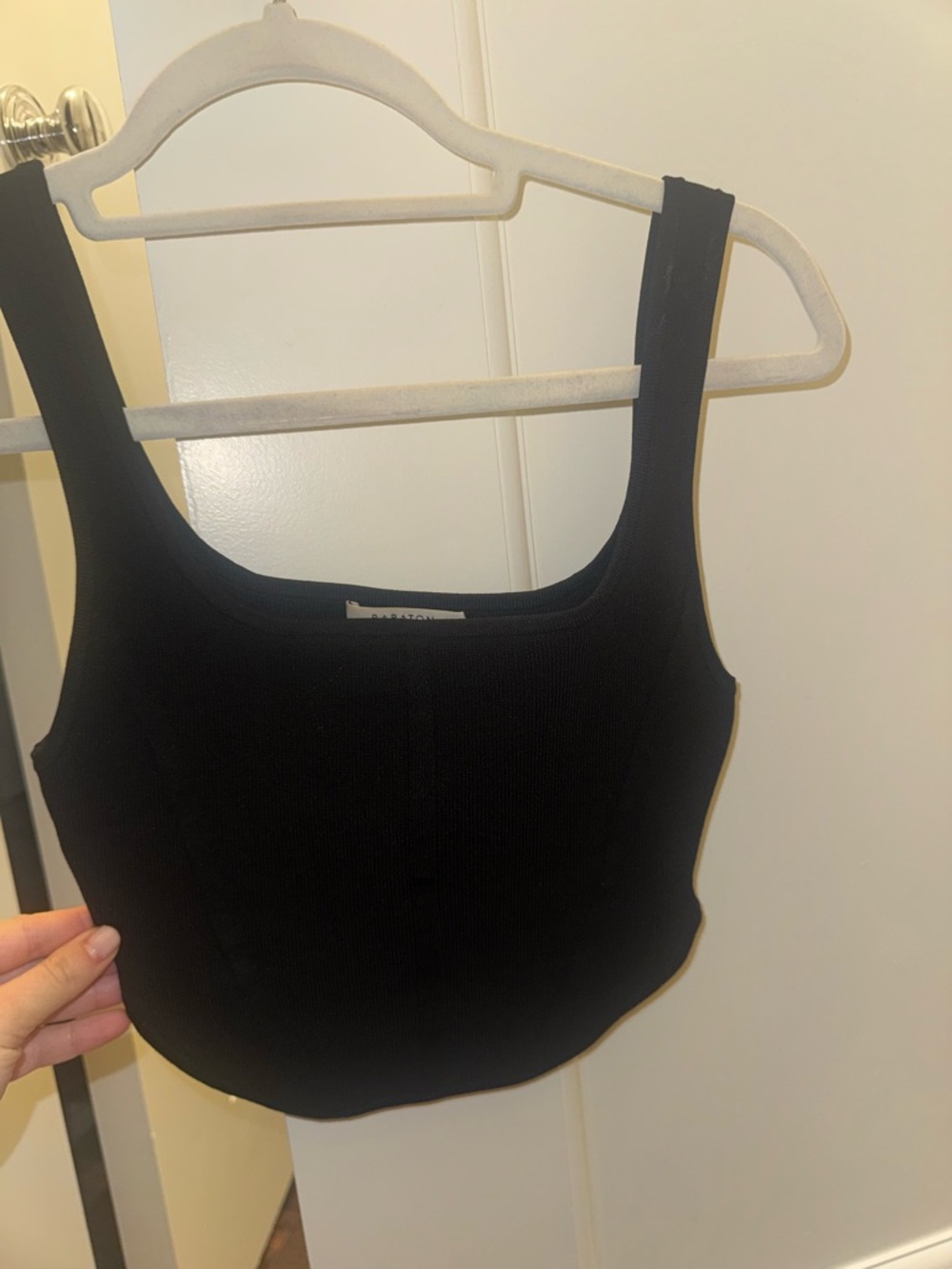 Babaton Black Ribbed Square-Neck Tank - Women
